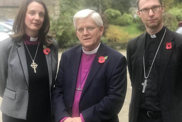 From left, Rt Rev. Dr Jill Duff, Bishop of Lancaster, Rt Rev. Julian Henderson, Bishop of Blackburn, and Rt Rev. Philip North, Bishop of Burnley.