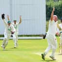 Great Eccleston opener Will Thistlethwaite is caught behind off the bowling of Kirkham and Wesham's Andrew Hogarth