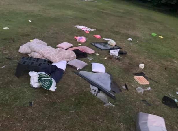 Litter was left after travellers moved on from the park. Picture by Marie Murphy