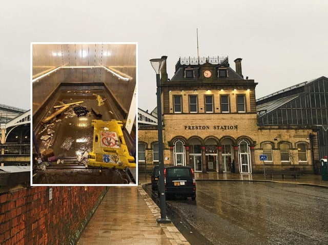 Passengers are being advised about urgent repairs to Preston station’s lifts and subway after they were damaged by freak flash flooding. (Credit: Network Rail)