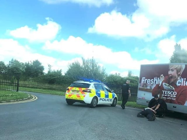 Police make an arrest at the scene in Peel Road, Lytham yesterday (Wednesday, July 14). Pic credit: Jason Eastwood