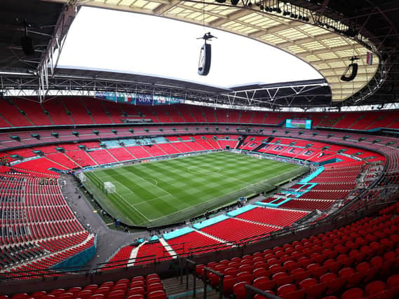 Wembley Stadium prior to the UEFA Euro 2020 Championship Final between Italy and England. (Photo by Alex Morton - UEFA/UEFA via Getty Images)