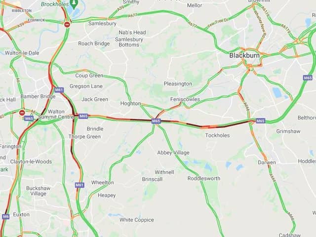 The crash occurred on the M65 eastbound between junctions 3 and 4. (Credit: AA)