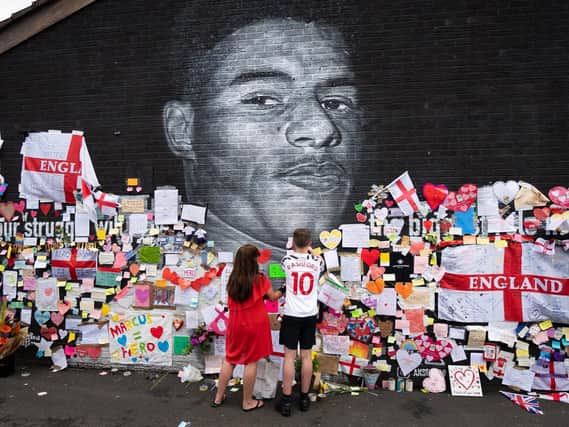 The defaced mural of Manchester United and England Marcus Rashford in Withington, Manchester. (credit: Danny Lawson/PA Wire)