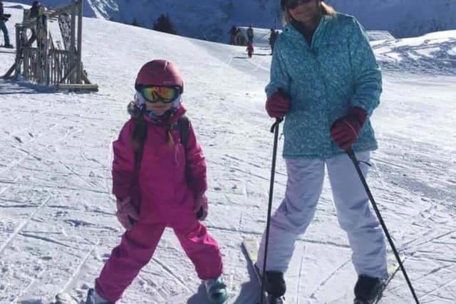 Debbie and her granddaughter Izzy enjoying the slopes at the base of Mont Blanc last year. Debbie hasn't been able to see her family since due to coronavirus travel restrictions. Pic: Debbie Wainwright