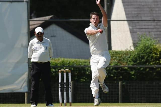 Chorley's Sam Steeple bowls against Fulwood and Broughton