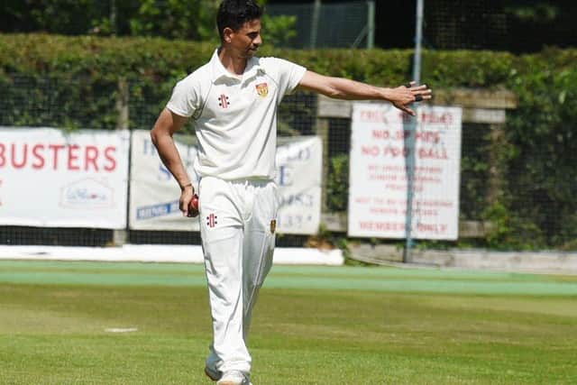 Siddhesh Lad gets ready to bowl for Chorley against Fulwood and Broughton at Highfield