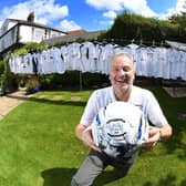 Graham with his haul of Preston North End shirts