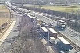 The M6 is closed between junctions 21a (Croft Interchange) and 22 (Winwick Interchange) due to a crash this morning (Wednesday, July 21). Pic: Highways England