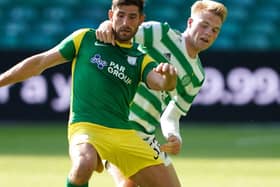 Celtic’s Stephen Welsh and North End’s Ched Evans during last Saturday’s pre-season friendly