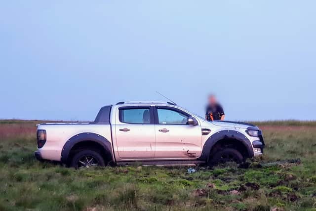 Officers from Lancashire Police Rural Taskforce visited the scene where they spoke to the occupants of the 4x4s about the "recklessness" of driving on Rivington Moor, which is a Site of Special Scientific Interest (SSSI). Pic: Bolton Mountain Rescue