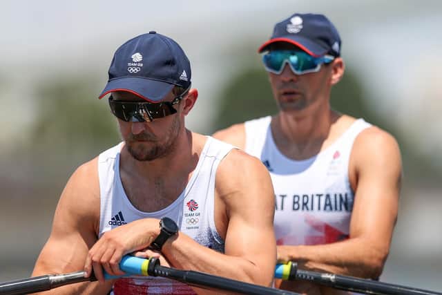 Graeme Thomas, right, with double sculls partner John Collins