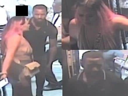 Detectives are appealing for information to identify this man and woman in connection with an assault investigation in Preston. (Credit: Lancashire Police)