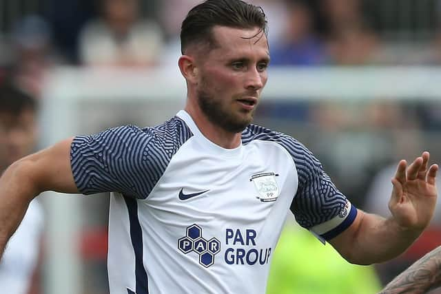 Preston skipper Alan Browne in action against Accrington Stanley