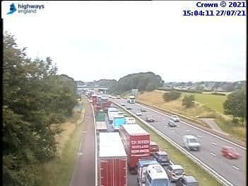 A police incident closed a section of the M6 in both directions this afternoon. (Credit: Highways England)