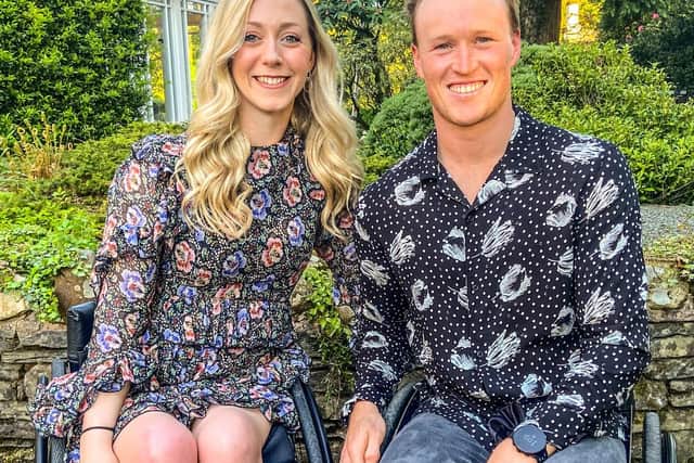 Josh with his partner Sophie Carrigill, a Team GB wheelchair basketball player and a World and European silver medallist