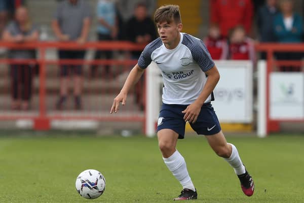 Lewis Leigh in action for Preston North End against Accrington Stanley