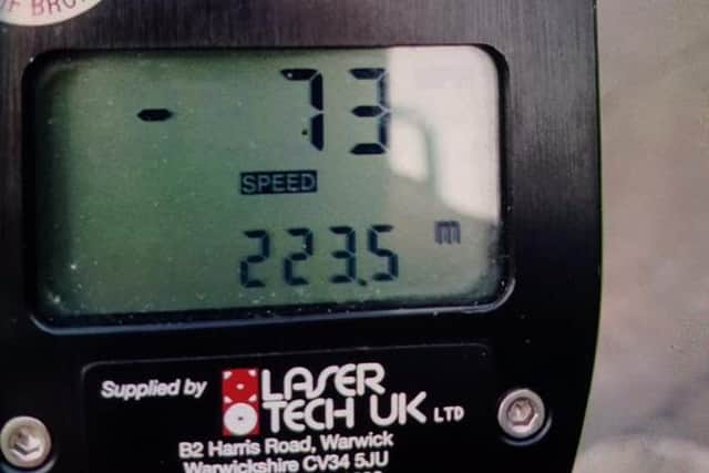 The motorist was caught at a speed check site in Tom Benson Way.