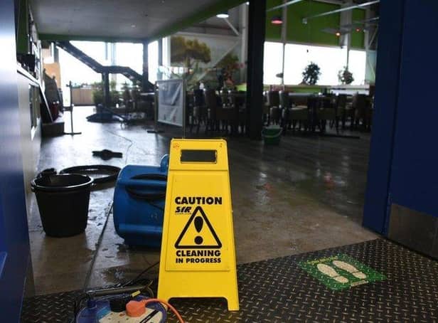 Entertainment venues had to evacuate yesterday due to the heavy downpour