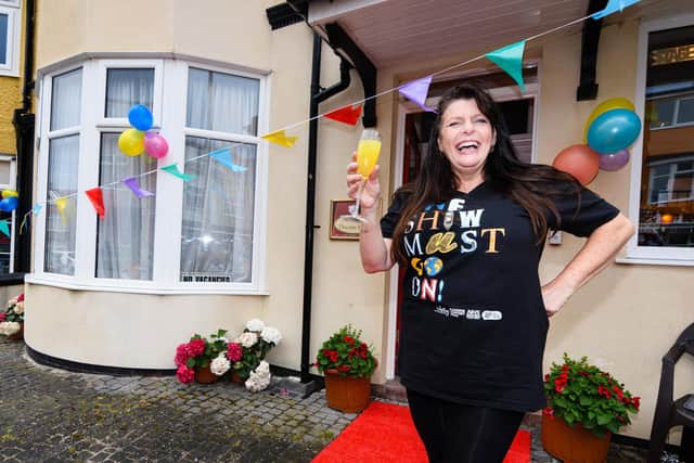 Jayne Houldsworth who was finally able to celebrate the launch of the Northdene Theatre Hotel a year after taking on the eight-bedroom guesthouse in Bispham