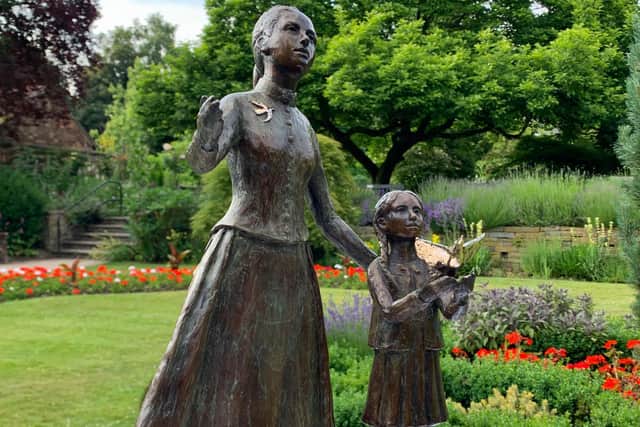 Clare Abbatts design for the statue of Emily Williamson. Emily was the Lancaster-born founder of the RSPB. The design is one of four maquettes which will tour RSPB reserves around the country to enable the public to see them and vote on their favourite. The winner could be placed in Emily's marital home in Manchester