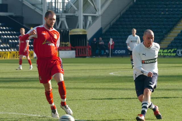 Former North End favourite Iain Hume, right, in reserve team action  at Deepdale in 2011