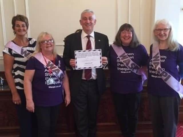 Campaigners including Chrissie Fuller, second left, with Chorley MP Sir Lindsay Hoyle in 2019