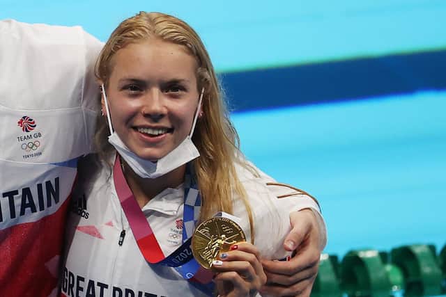 Chorley’s Anna Hopkin with her gold medal in Tokyo (Getty Images)
