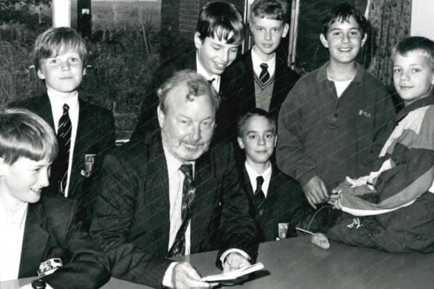 Queen Elizabeth Grammar School holds a Junior Parliament with guest speaker Derek Enright MP. Published in the Wakefield Express 19.6.1992.