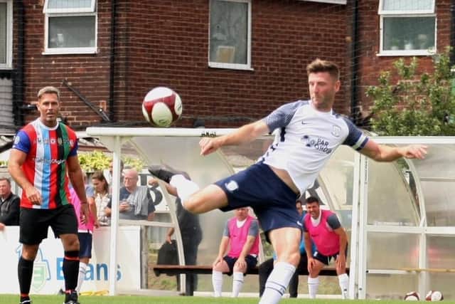 Paul Gallagher has a shot playing for PNE Legends against Bamber Bridge Vets   Photo: Steven Taylor Photography