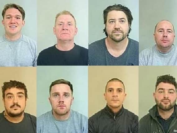 Eight men - from Preston, Penwortham, Longton and Lancaster - pleaded guilty to conspiracy to supply Class A drugs (cocaine), whilst a 26-year-old woman from Bamber Bridge (not pictured) pleaded guilty to money laundering. Pic: Lancashire Police