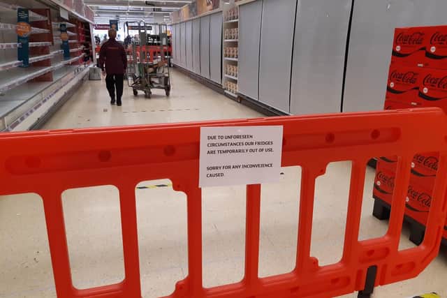 A number of aisles were closed off to the public at the Sainbury's store in Bamber Bridge.