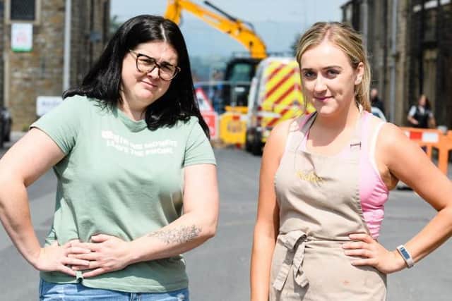 Resident Gemma Cowburn and Ashley Noblett from Kake are fed up of the sinkhole