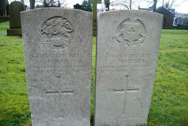 The Sharples brothers' gravestones at St.Peters Church, Chorley. Picture courtesy of Stuart Clewlow