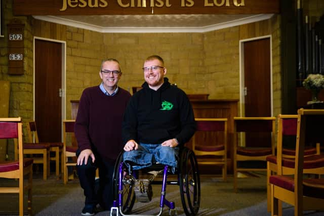 Anthony with his pastor, Mark Bassett.