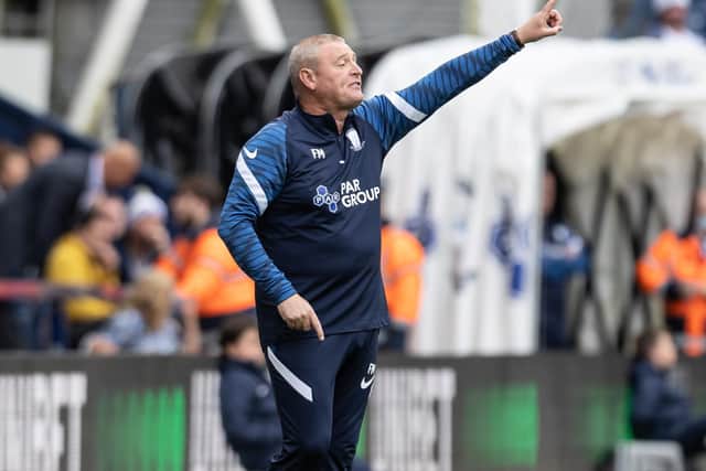 Frankie McAvoy gives out instructions during PNE's defeat to Hull City at Deepdale
