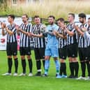 Chorley FC Old Boys line up to applaud James Dean (photo: Stefan Willoughby)