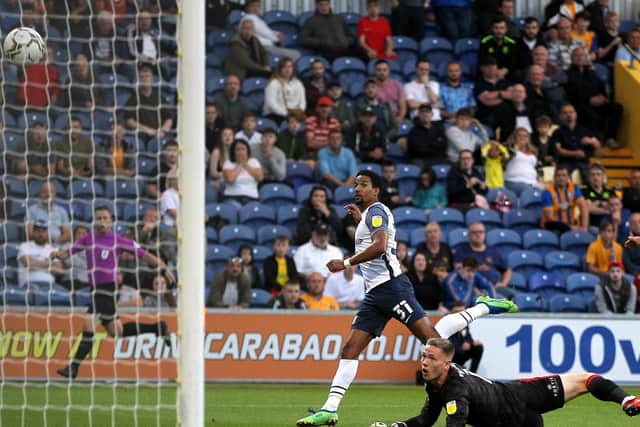 Scott Sinclair fires Preston North End into the lead against Mansfield at Field Mill
