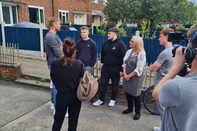 The 2005 Ashes winner and TV presenter, from Preston, popped into The Base community centre in Bannister Drive on the Broadfield estate in Leyland on Monday (August 9) as part of a new documentary he is filming. Pic: The Base