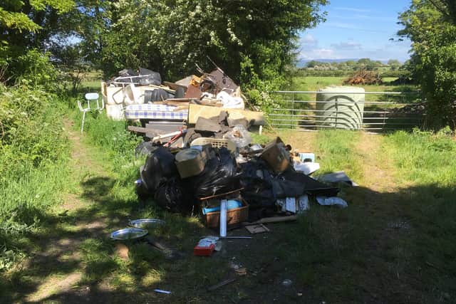 The rubbish dumped by serial fly-tipper Richard James. After a hearing at Blackpool Magistrates Court, Mr James, from Bolton, was given a 100 hours unpaid work order, and ordered to pay compensation of £2,310 to Wyre Council for the cost of removing the waste.