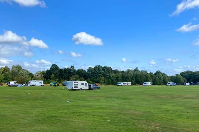 Officers attended the camp in Ashton Park following reports of antisocial behaviour. (Credit: Lancashire Police)