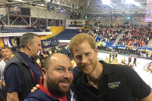 Dave Watson with Invictus Games founder and patron Prince Harry. Pic: Dave Watson