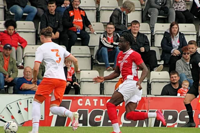 Arthur Gnahoua went closest for Morecambe in the first half