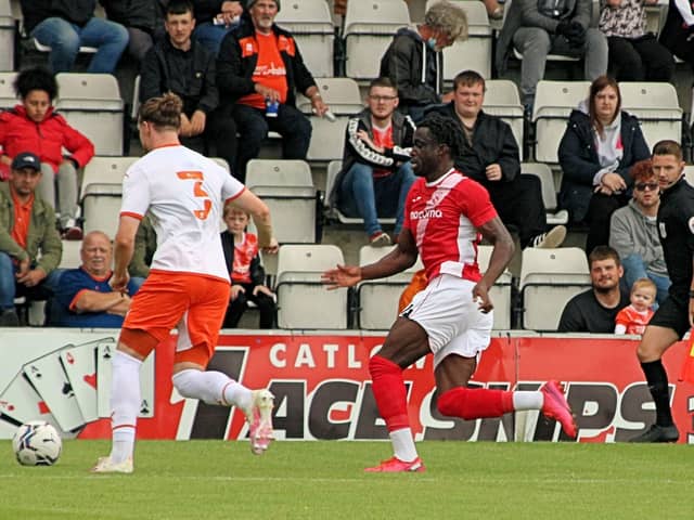 Arthur Gnahoua went closest for Morecambe in the first half