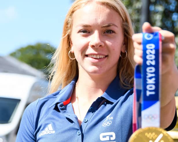 Anna Hopkin came back to Chorley to show her medal to her proud family (photo: Kelvin Stuttard)