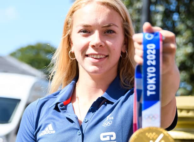 Anna Hopkin came back to Chorley to show her medal to her proud family (photo: Kelvin Stuttard)