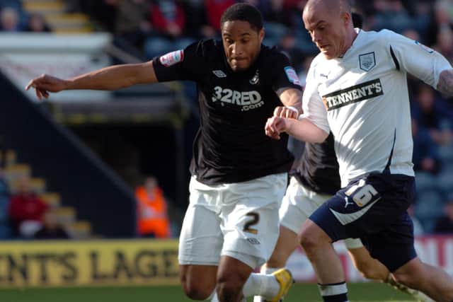 Iain Hume scores PNE’s second – and winning – goal in April 2011 despite the attentions of Ashley Williams