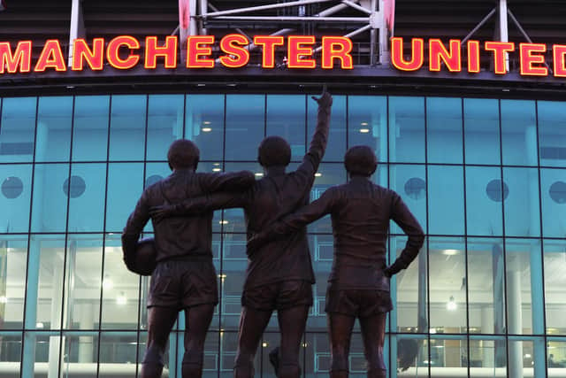 Best, Charlton and Law...the Holy Trinity statue at Old Trafford (Getty)
