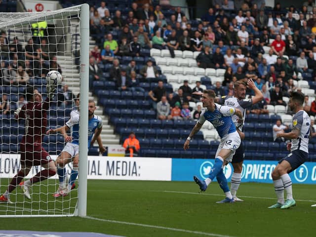 Patrick Bauer heads home the winner against Peterborough United