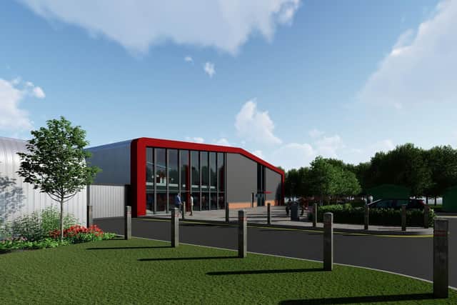 A computer generated image of the revamps construction facility at Preston's College